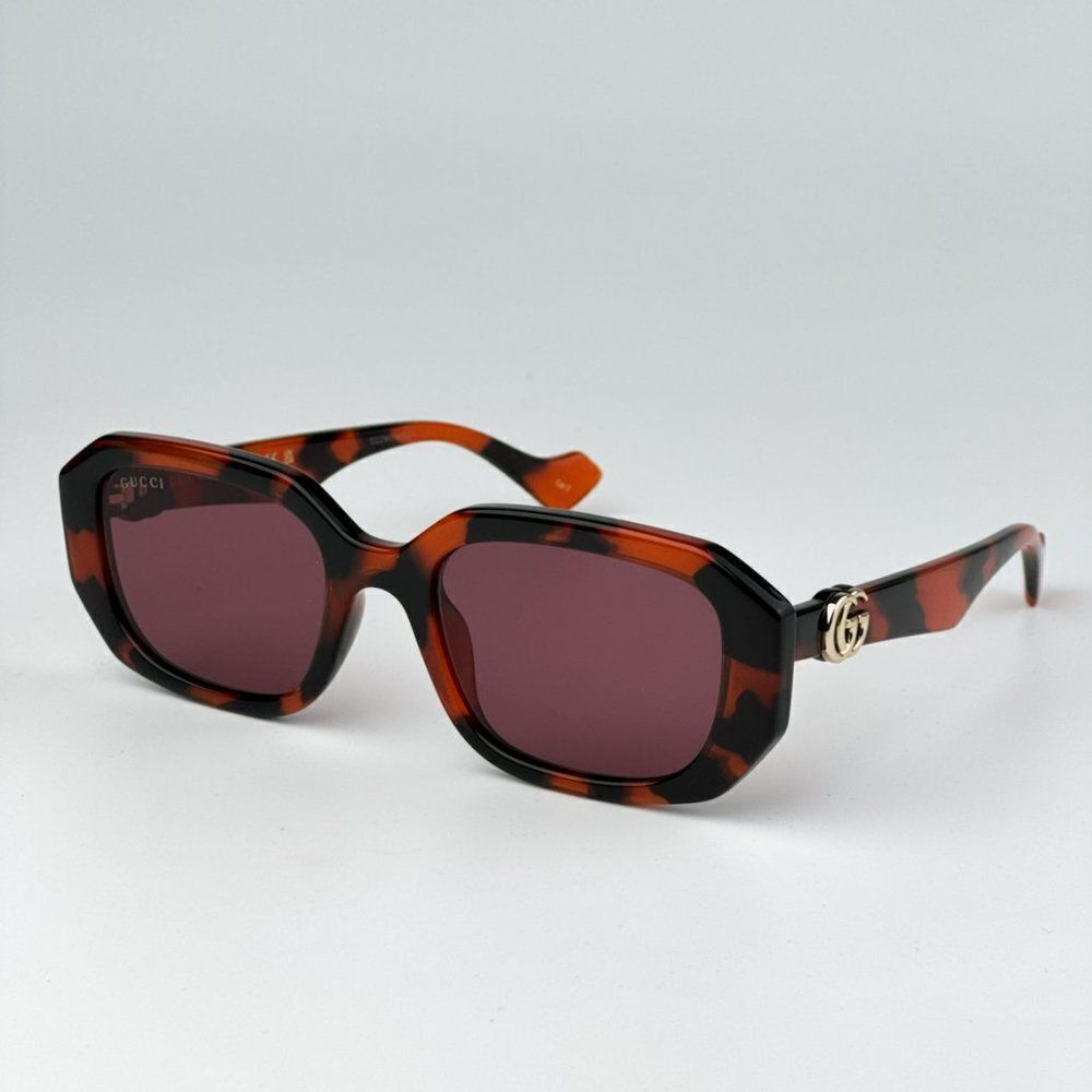 NEW Gucci GG1535S 005 Orange Havana Violet Women Geometric Sunglasses GG 1535S